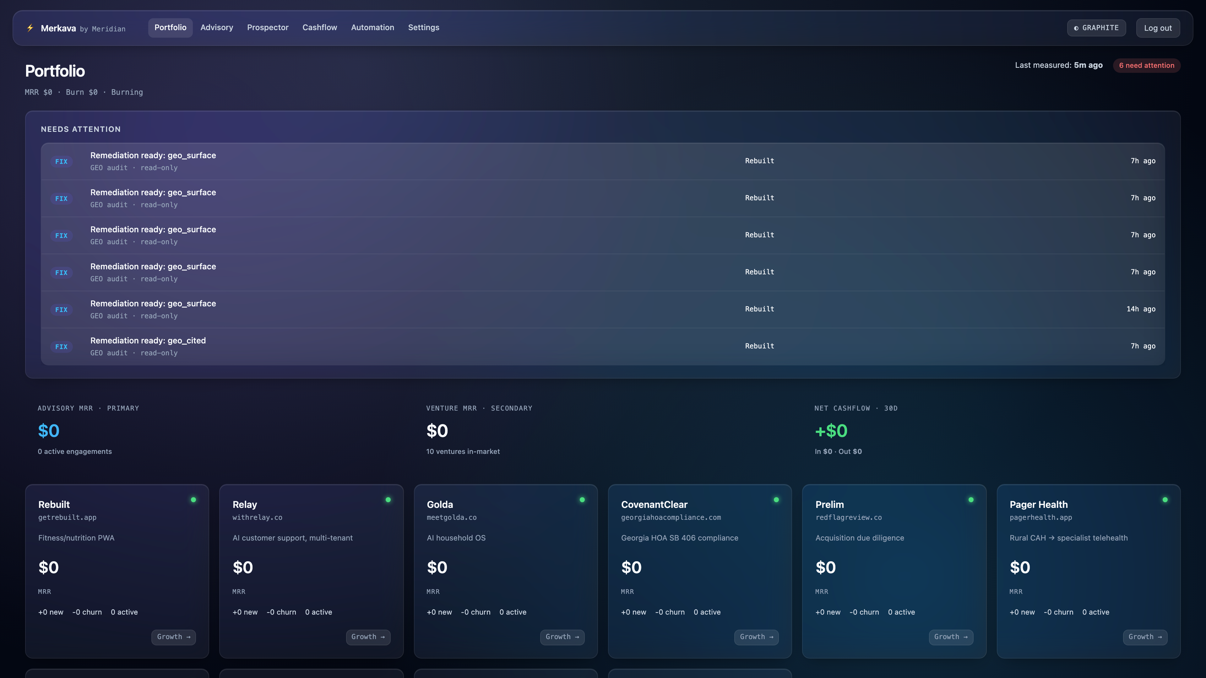 Merkava workspace — home view